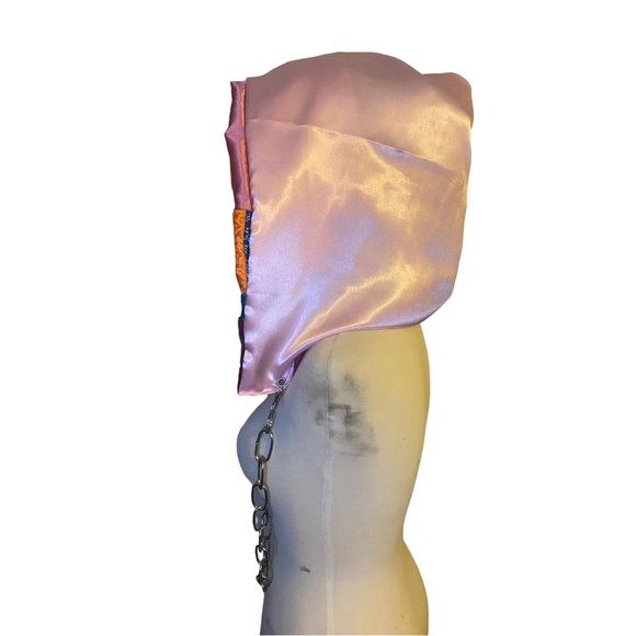 Handmade Patchwork Rave Festival Hood With Chain - Picture 7 of 8